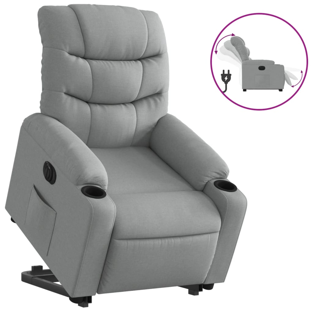 Fauteuil inclinable électrique gris clair tissu Fauteuils vidaXL   