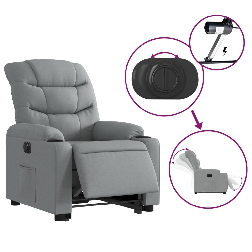 Fauteuil inclinable électrique gris clair tissu Fauteuils vidaXL   