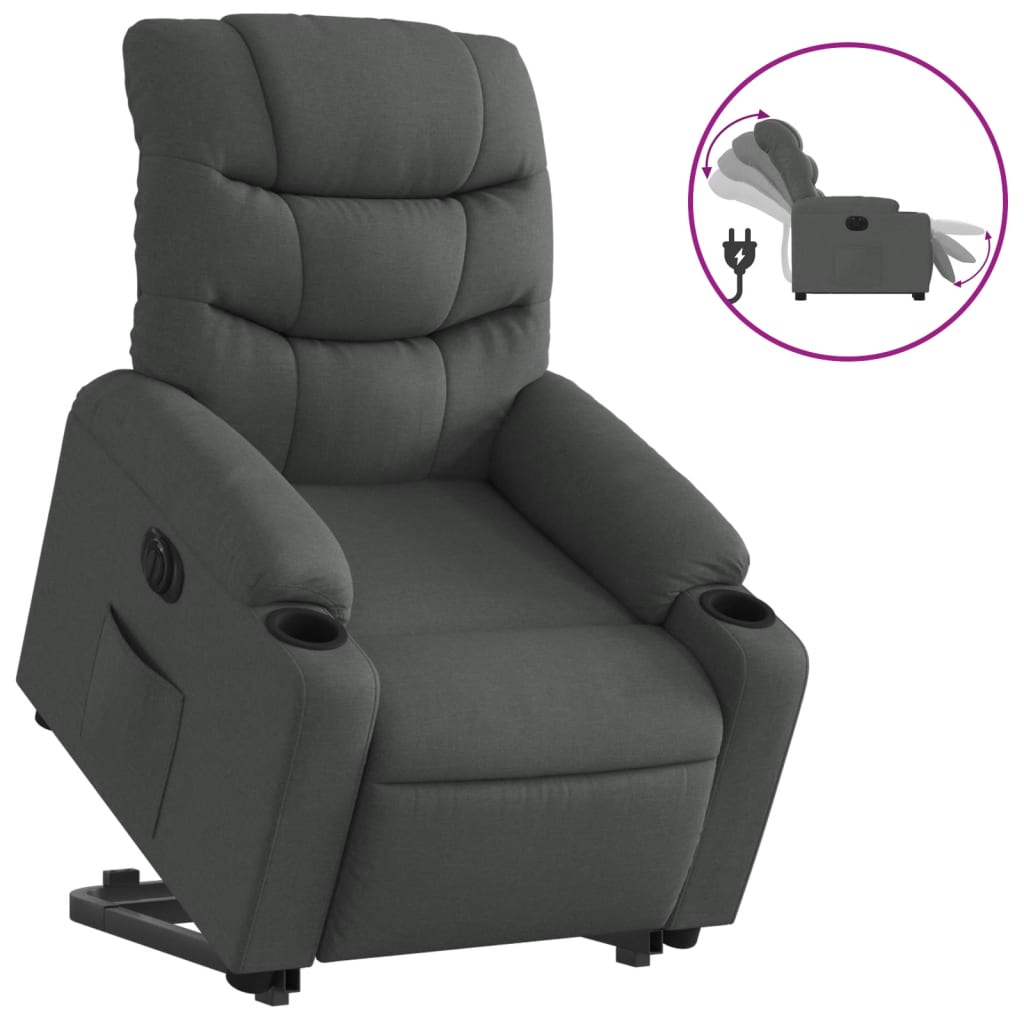 Fauteuil inclinable électrique gris foncé tissu Fauteuils vidaXL   