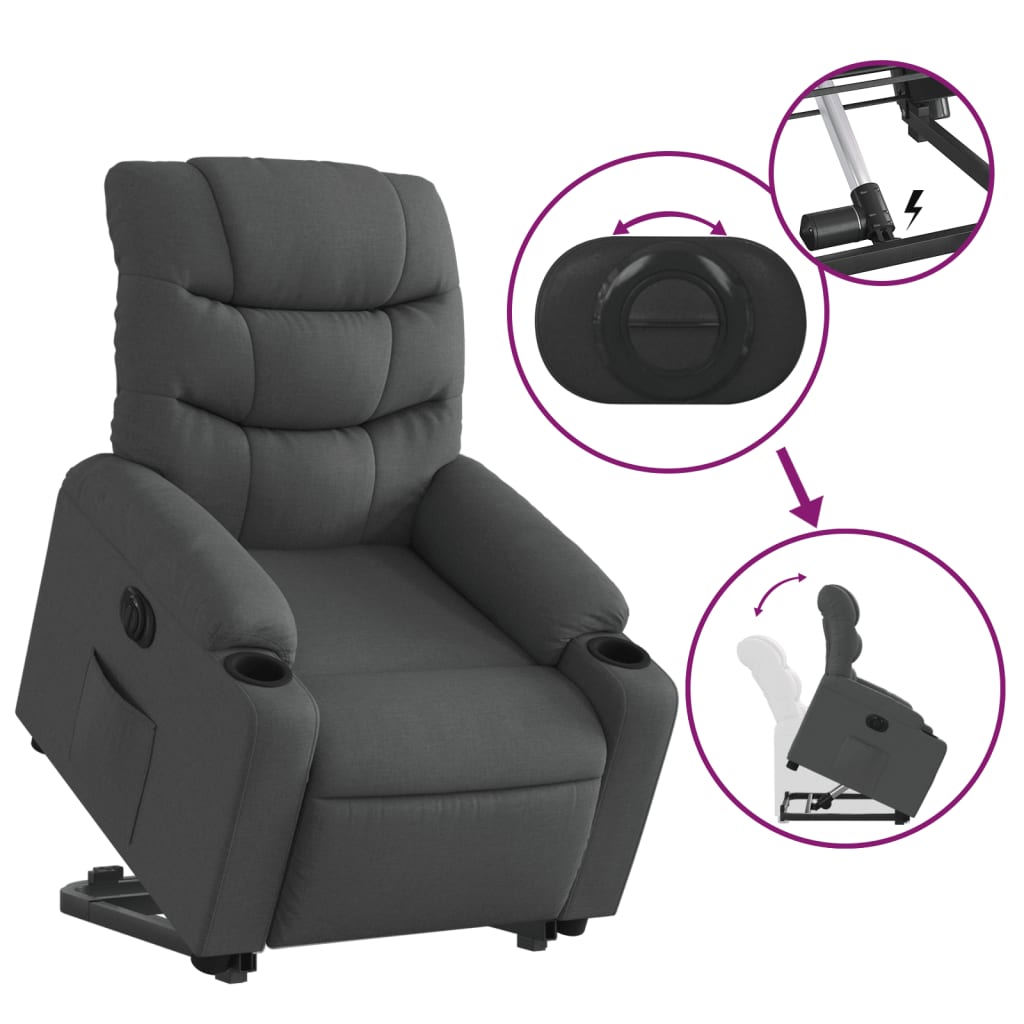 Fauteuil inclinable électrique gris foncé tissu Fauteuils vidaXL   