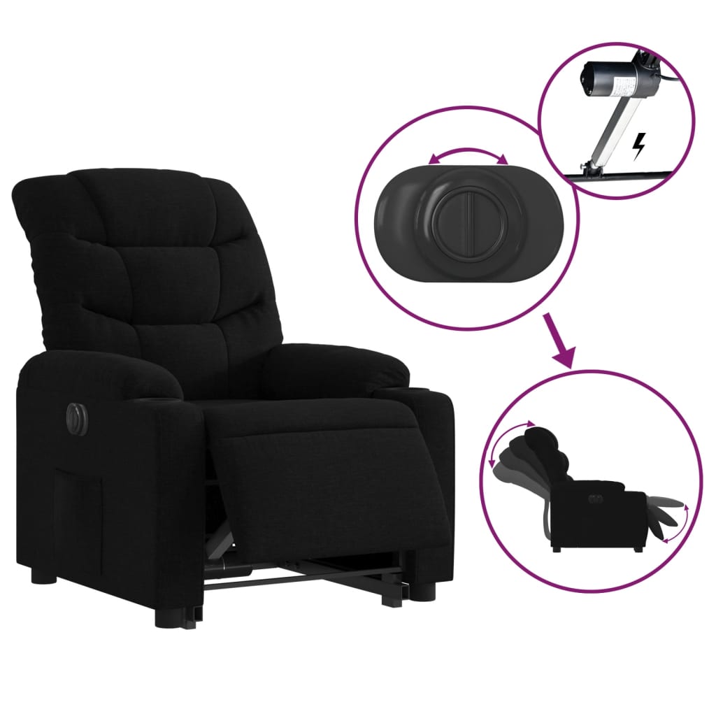 Fauteuil inclinable électrique noir tissu Fauteuils vidaXL   