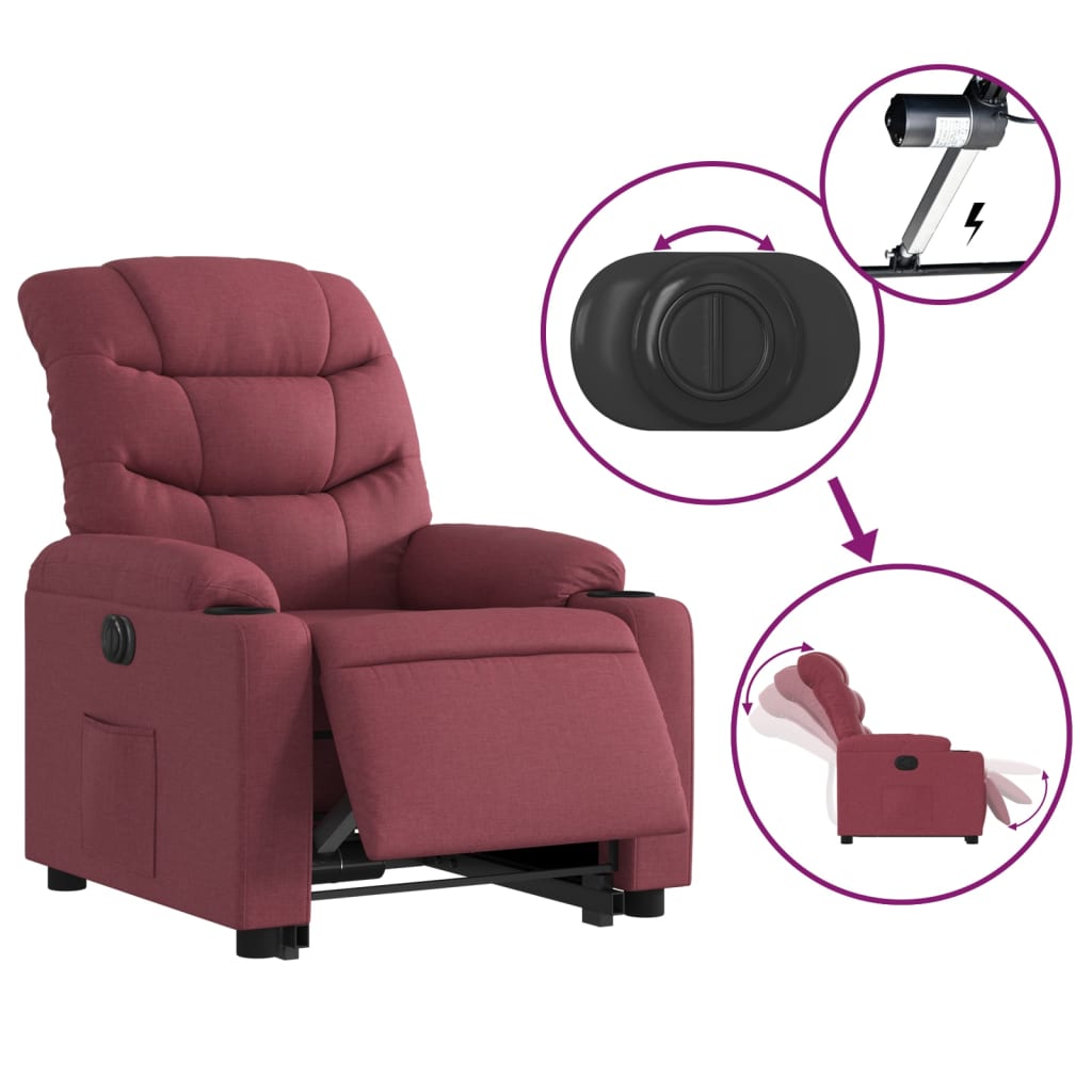 Fauteuil inclinable électrique rouge bordeaux tissu Fauteuils vidaXL   