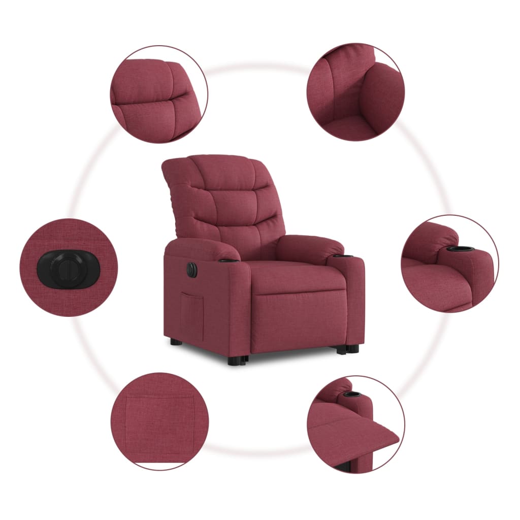 Fauteuil inclinable électrique rouge bordeaux tissu Fauteuils vidaXL   