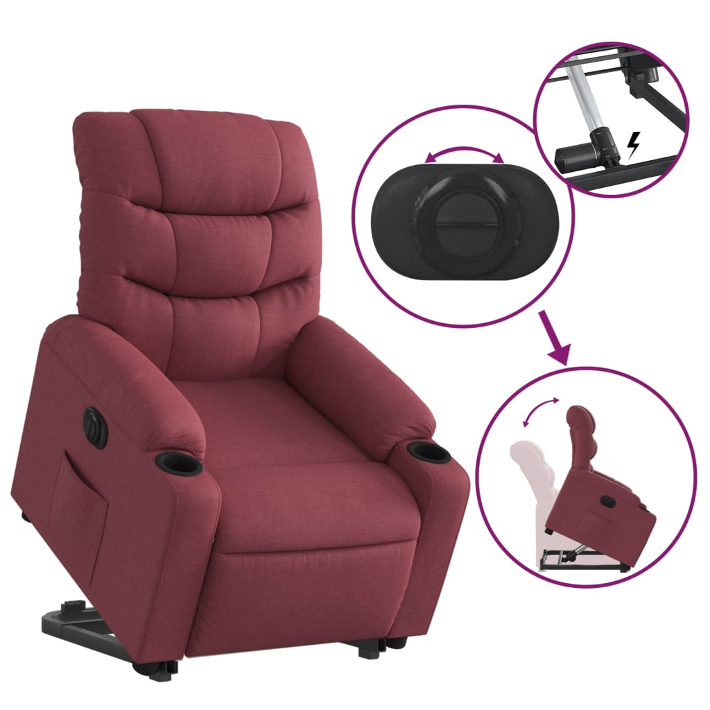 Fauteuil inclinable électrique rouge bordeaux tissu Fauteuils vidaXL   