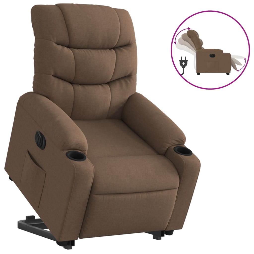 Fauteuil inclinable électrique marron tissu Fauteuils vidaXL   