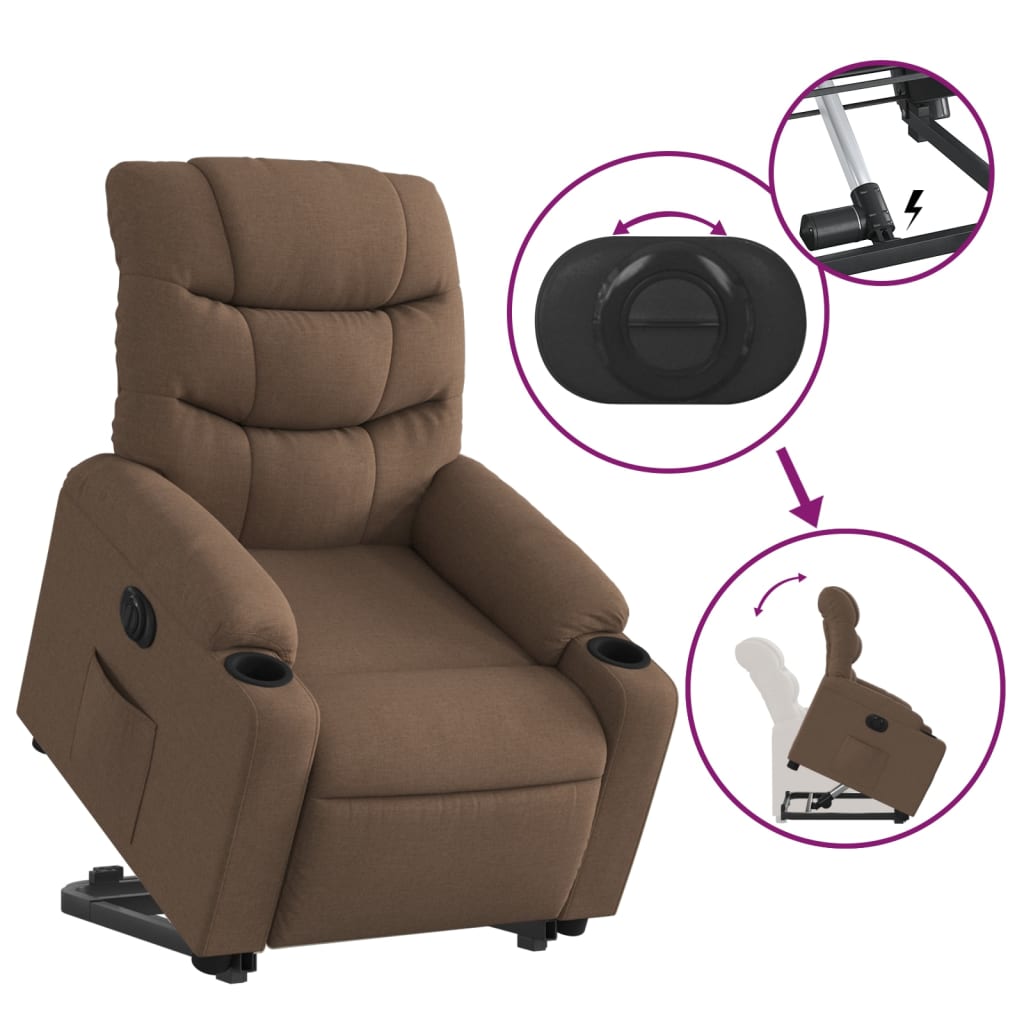 Fauteuil inclinable électrique marron tissu Fauteuils vidaXL   