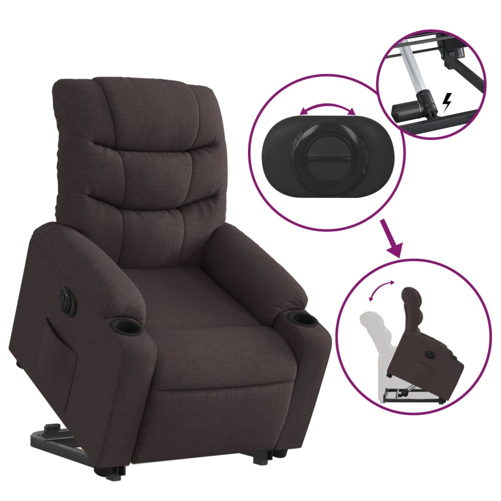 Fauteuil inclinable électrique marron foncé tissu Fauteuils vidaXL   