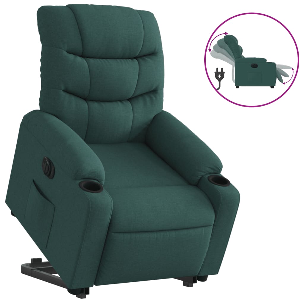 Fauteuil inclinable électrique vert foncé tissu Fauteuils vidaXL   