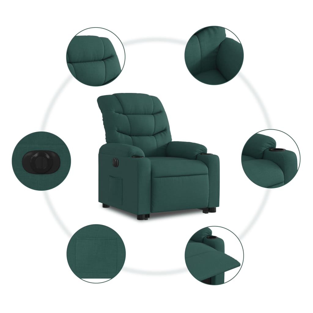 Fauteuil inclinable électrique vert foncé tissu Fauteuils vidaXL   