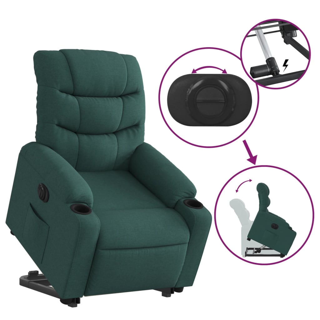 Fauteuil inclinable électrique vert foncé tissu Fauteuils vidaXL   