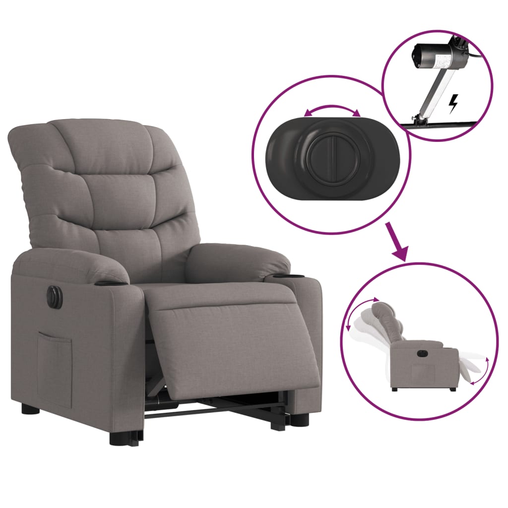 Fauteuil inclinable électrique taupe tissu Fauteuils vidaXL   