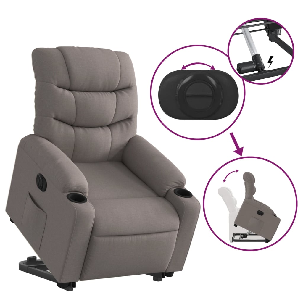 Fauteuil inclinable électrique taupe tissu Fauteuils vidaXL   