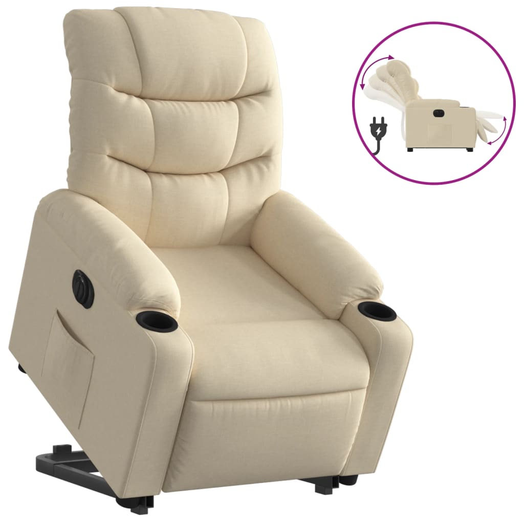 Fauteuil inclinable électrique crème tissu Fauteuils vidaXL   