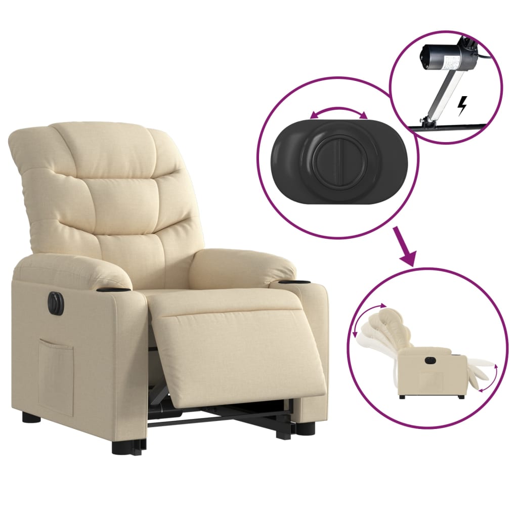 Fauteuil inclinable électrique crème tissu Fauteuils vidaXL   