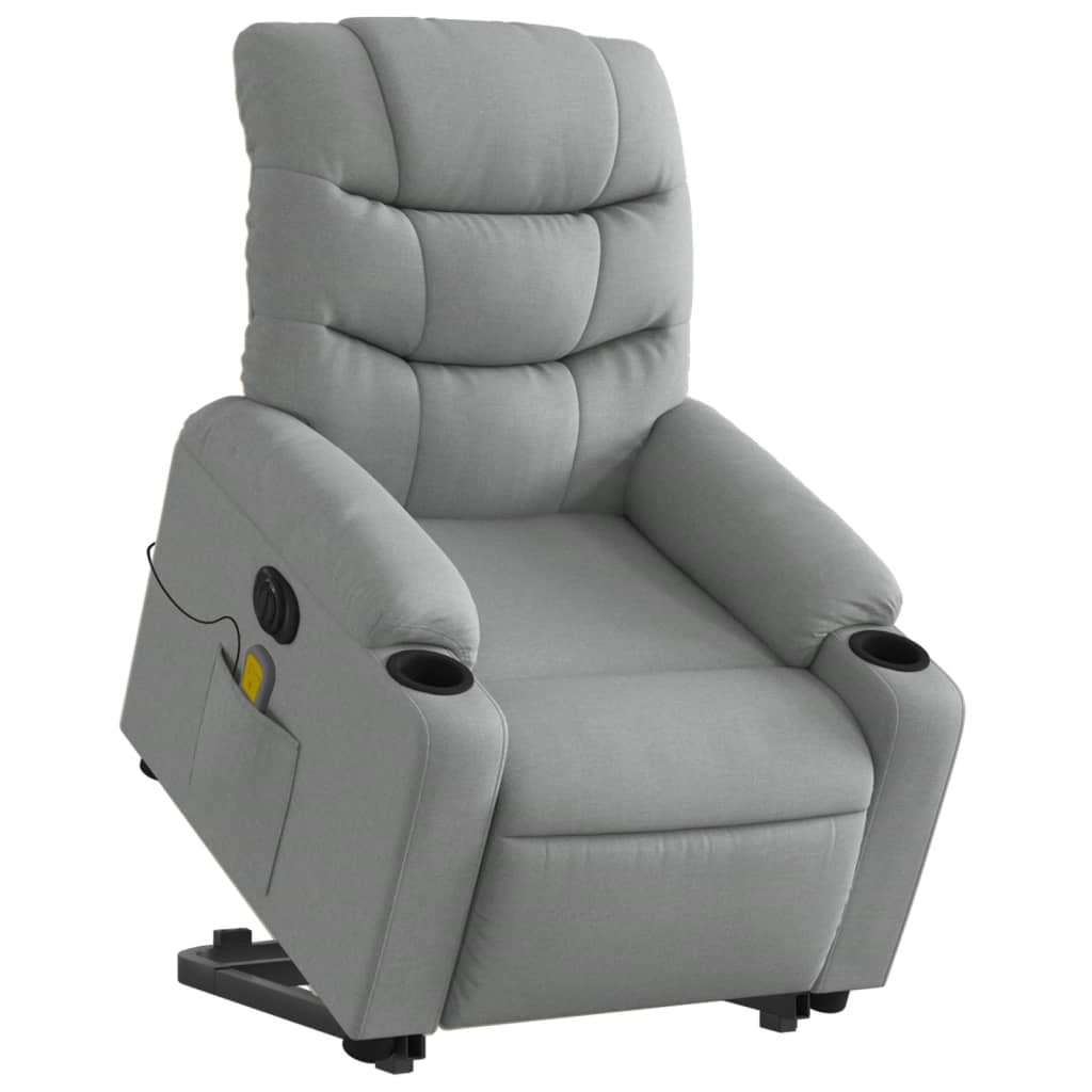 Fauteuil inclinable de massage électrique Gris clair Tissu Fauteuils vidaXL   