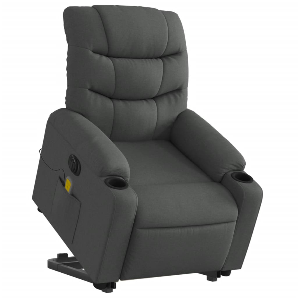 Fauteuil inclinable de massage électrique Gris foncé Tissu Fauteuils vidaXL   