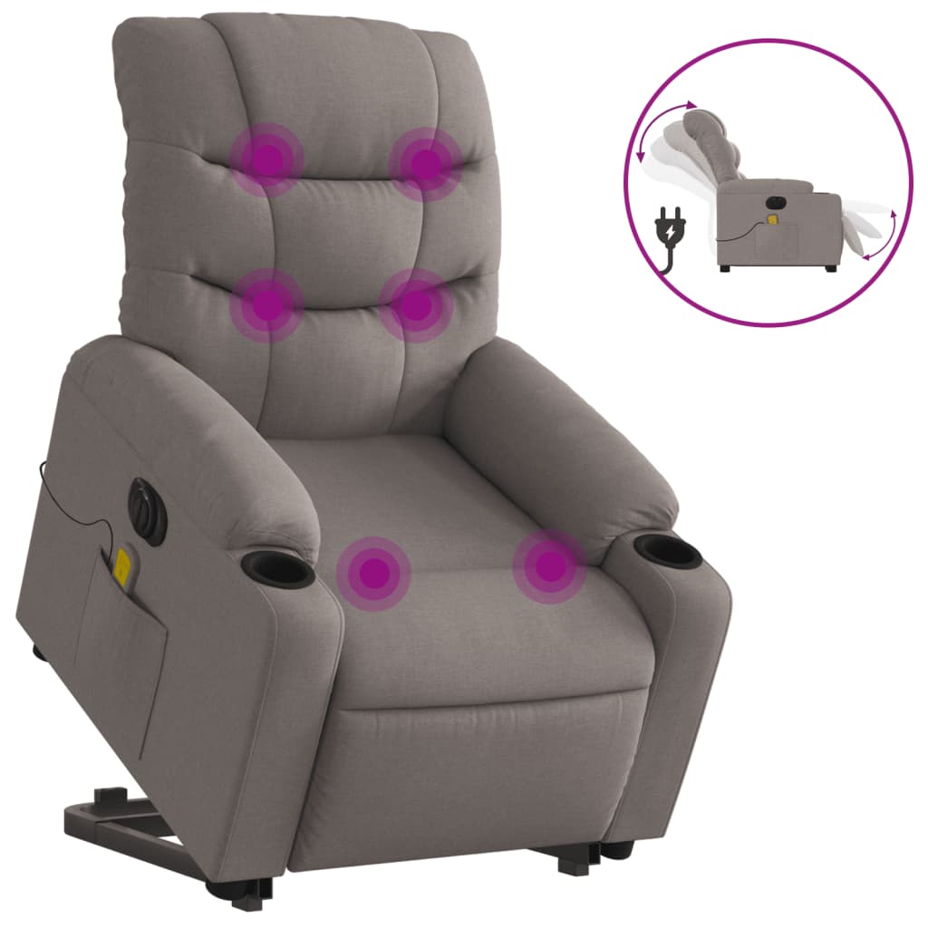 Fauteuil inclinable de massage électrique Taupe Tissu Fauteuils vidaXL   