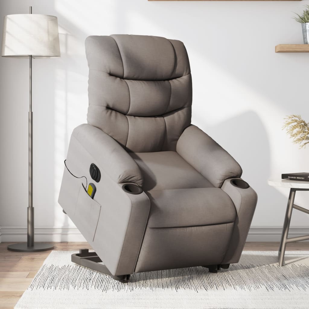 Fauteuil inclinable de massage électrique Taupe Tissu Fauteuils vidaXL   