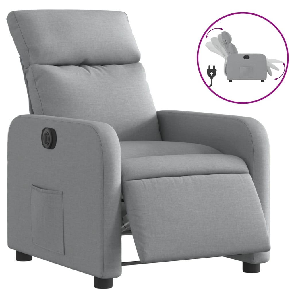 Fauteuil inclinable électrique Gris clair Tissu Fauteuils vidaXL   