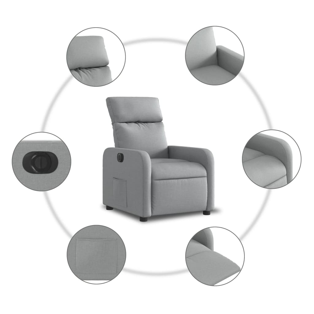 Fauteuil inclinable électrique Gris clair Tissu Fauteuils vidaXL   