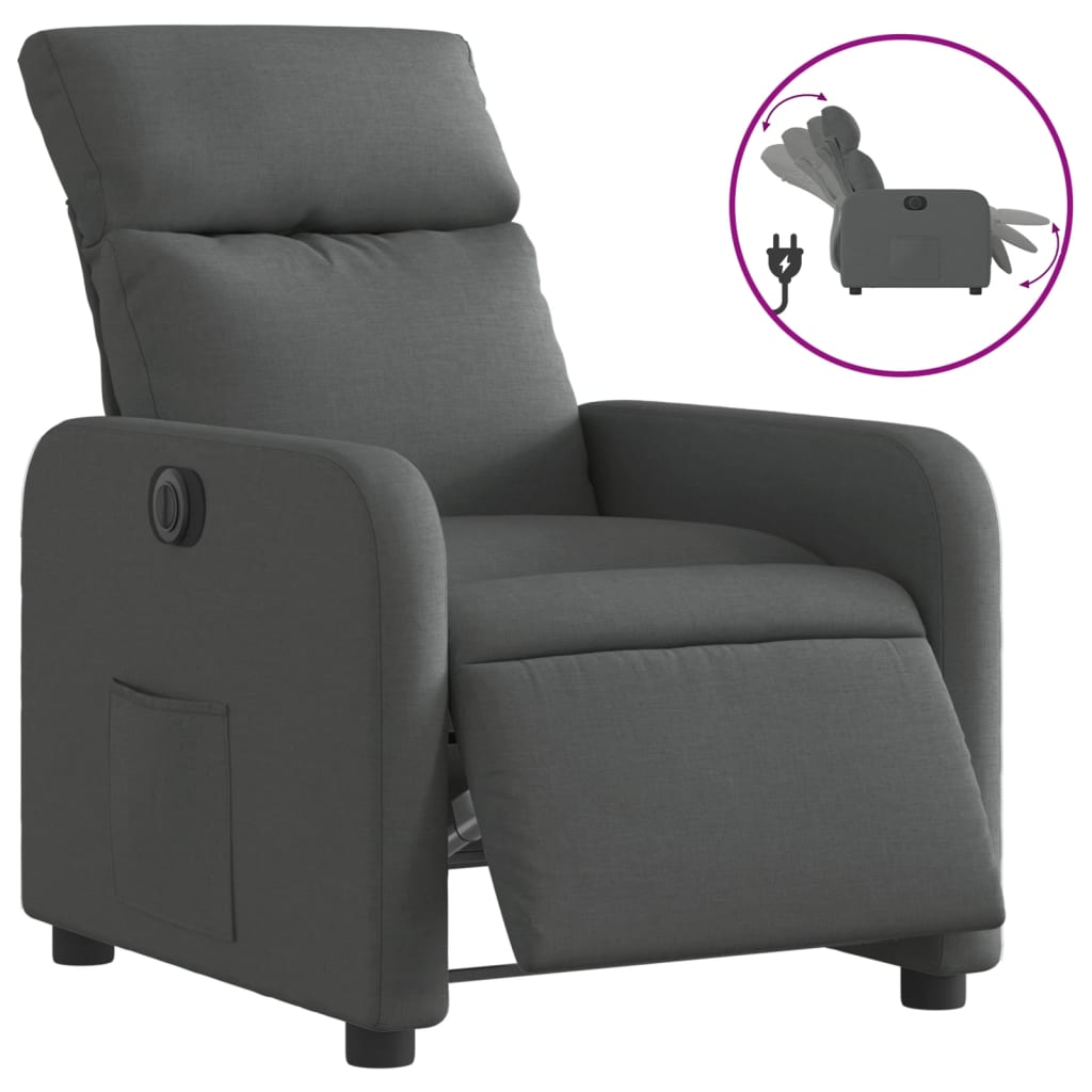 Fauteuil inclinable électrique Gris foncé Tissu Fauteuils vidaXL   