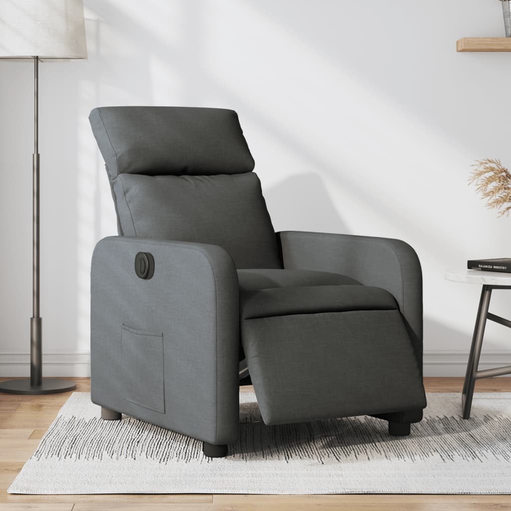 Fauteuil inclinable électrique Gris foncé Tissu Fauteuils vidaXL   