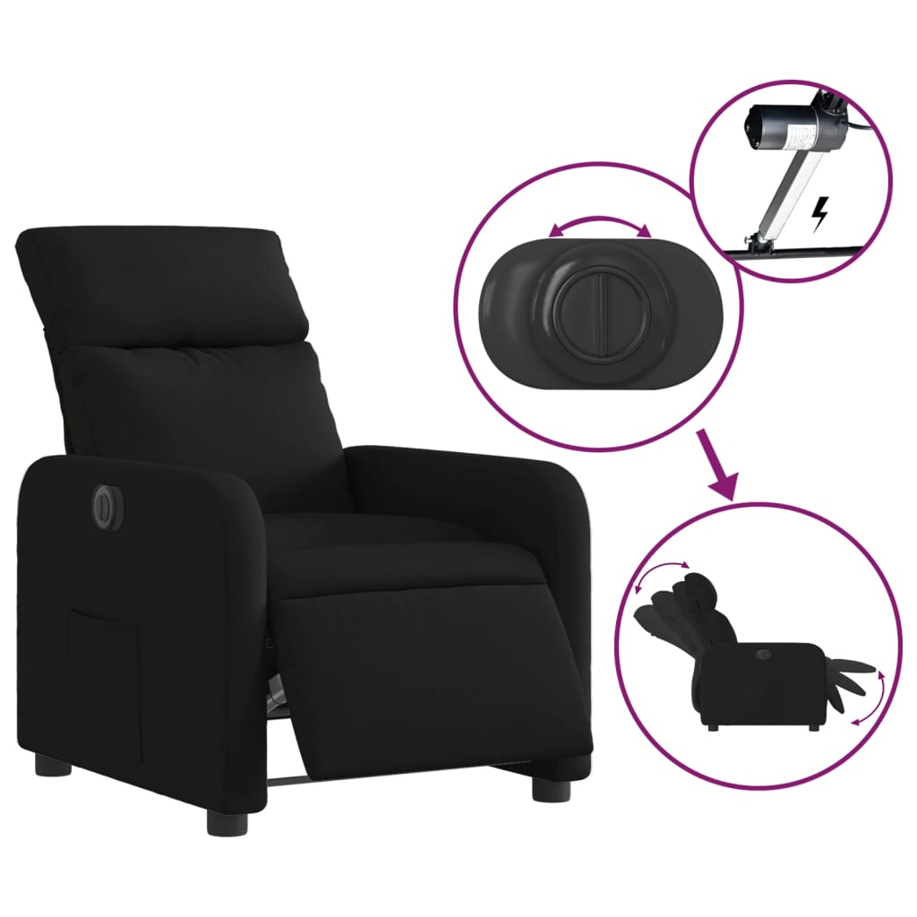 Fauteuil inclinable électrique Noir Tissu Fauteuils vidaXL   