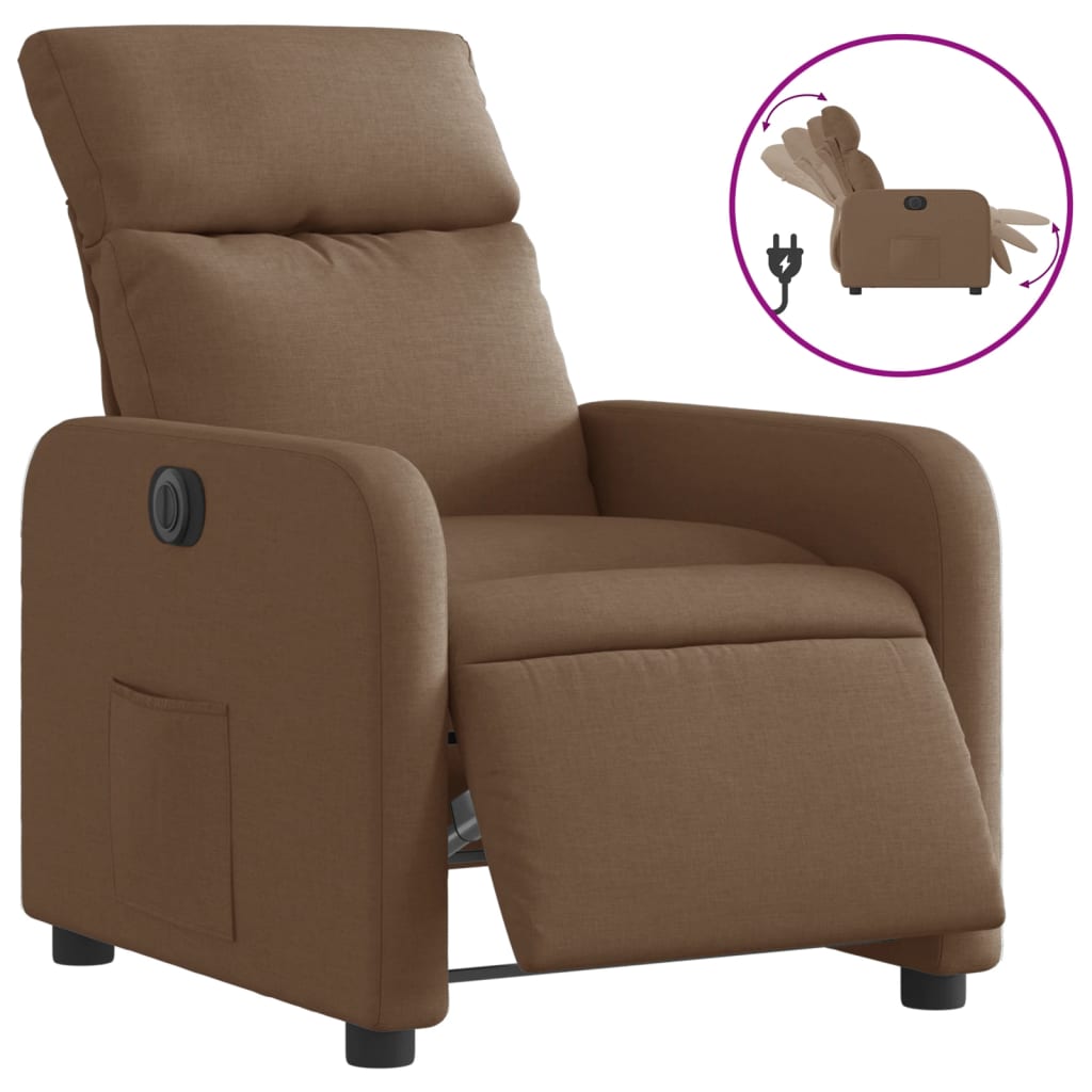 Fauteuil inclinable électrique Marron Tissu Fauteuils vidaXL   