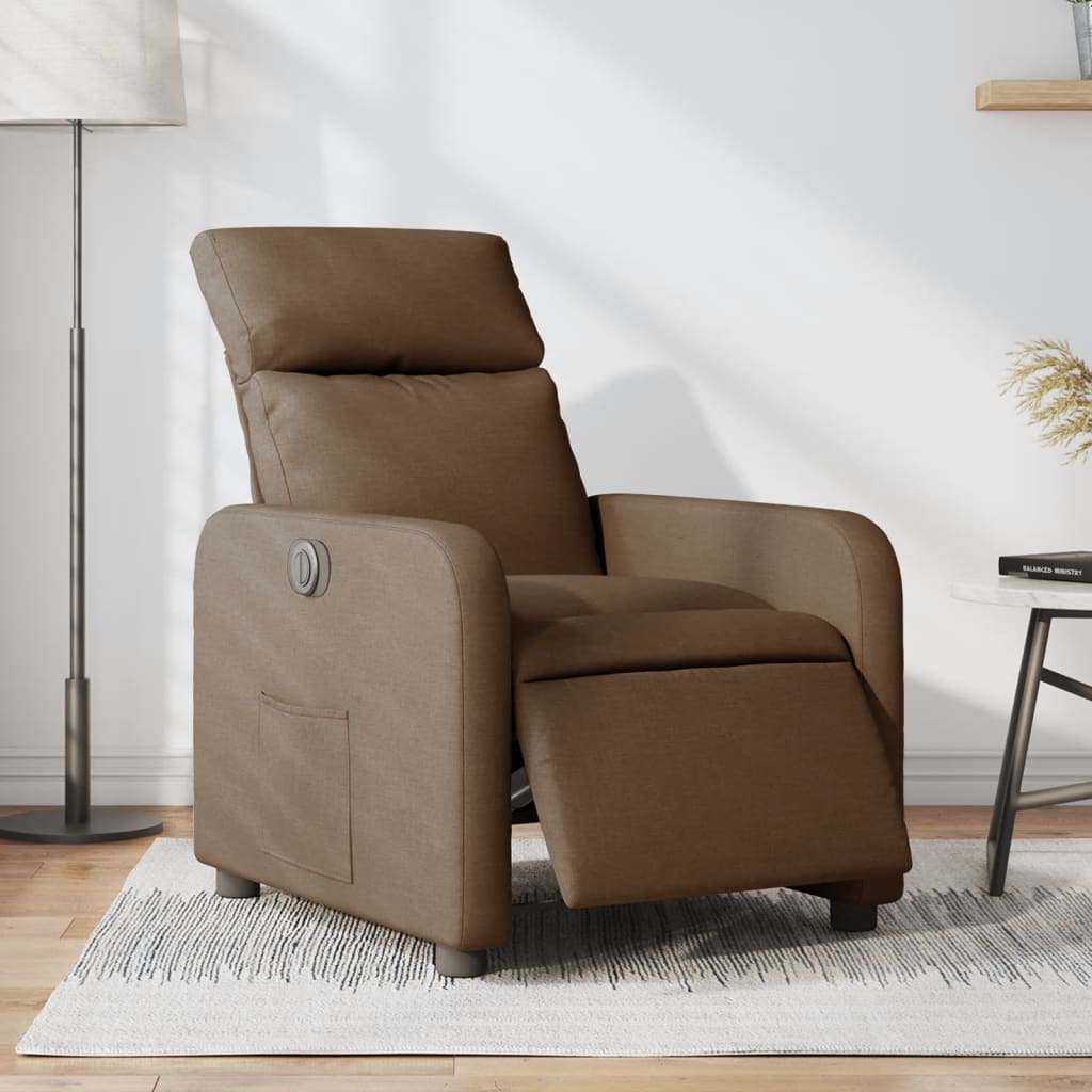 Fauteuil inclinable électrique Marron Tissu Fauteuils vidaXL   