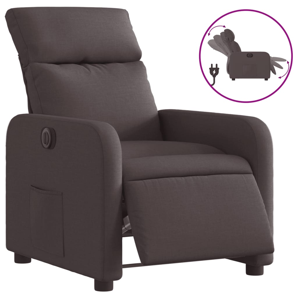 Fauteuil inclinable électrique Marron foncé Tissu Fauteuils vidaXL   