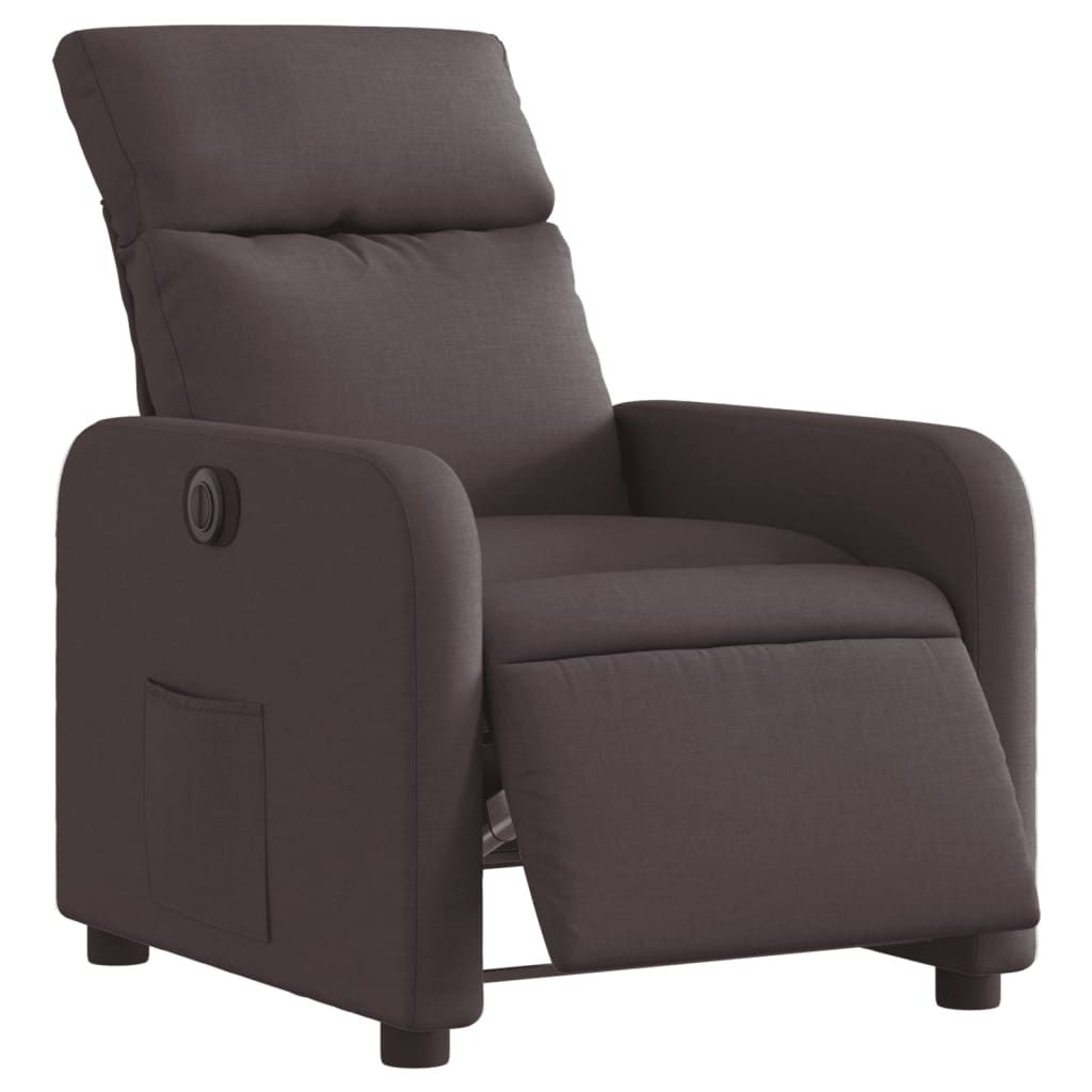 Fauteuil inclinable électrique Marron foncé Tissu Fauteuils vidaXL   