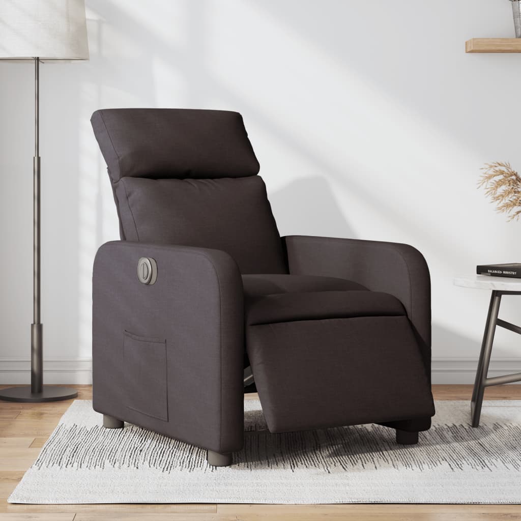 Fauteuil inclinable électrique Marron foncé Tissu Fauteuils vidaXL   