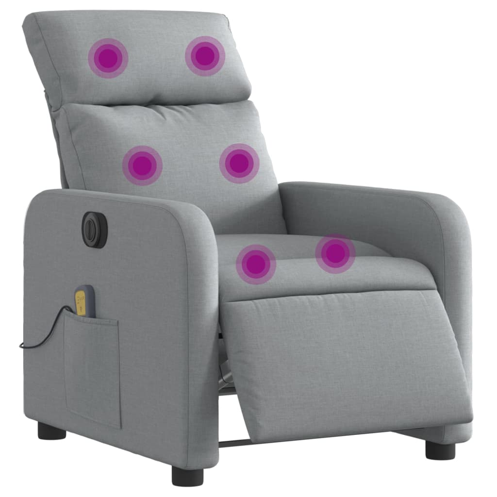 Fauteuil de massage inclinable électrique gris clair tissu Fauteuils vidaXL   