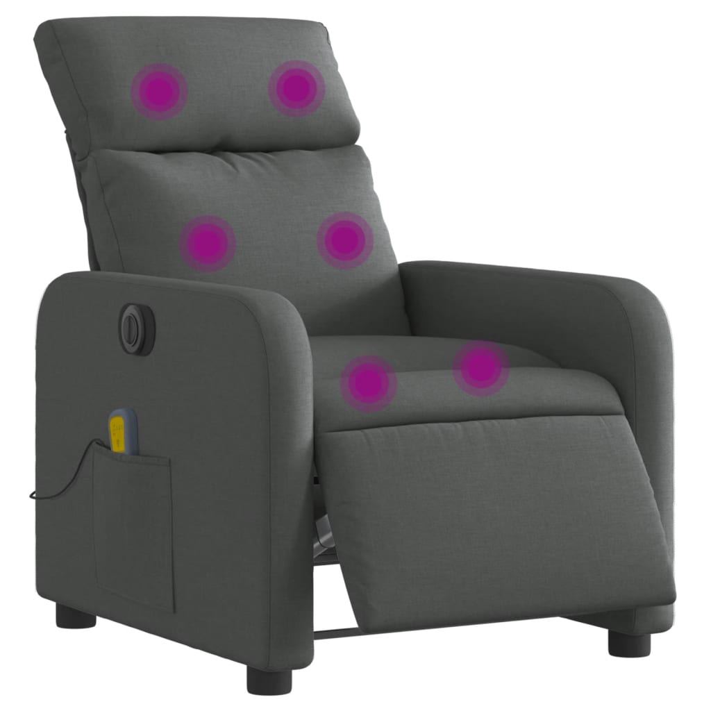 Fauteuil inclinable de massage électrique gris foncé tissu Fauteuils vidaXL   