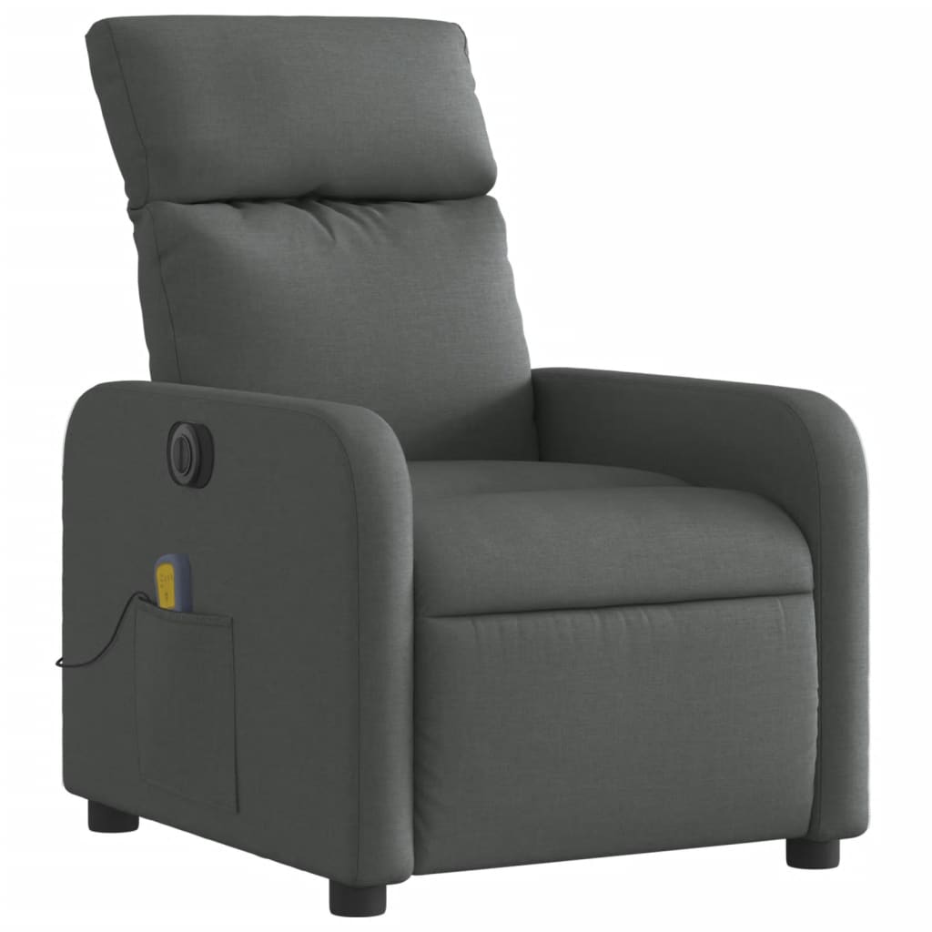 Fauteuil inclinable de massage électrique gris foncé tissu Fauteuils vidaXL   