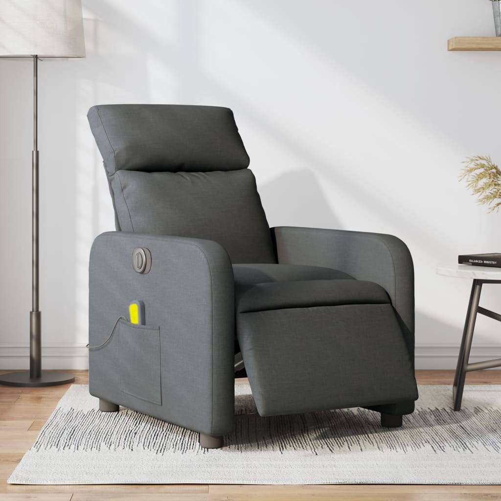 Fauteuil inclinable de massage électrique gris foncé tissu Fauteuils vidaXL   