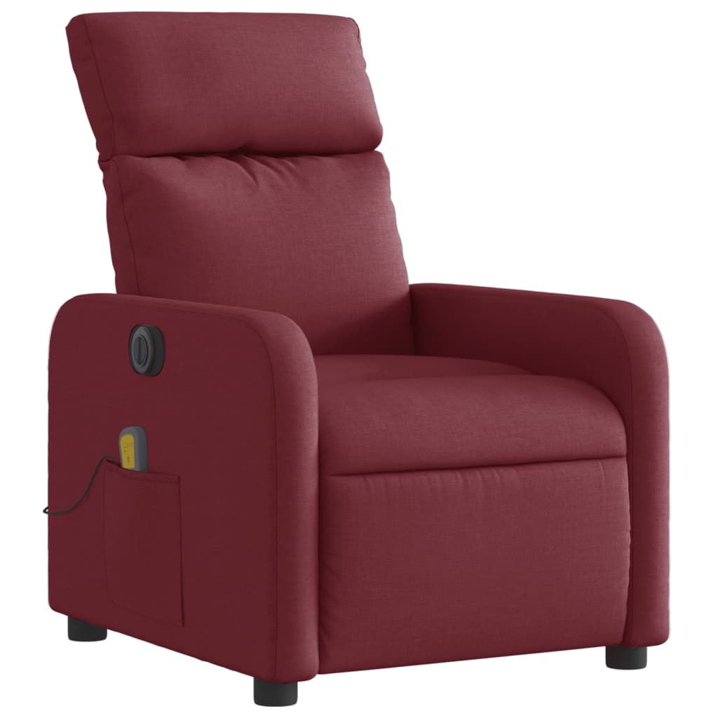 Fauteuil de massage inclinable électrique Rouge bordeaux Tissu Fauteuils vidaXL   