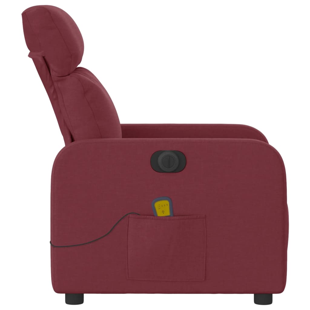 Fauteuil de massage inclinable électrique Rouge bordeaux Tissu Fauteuils vidaXL   