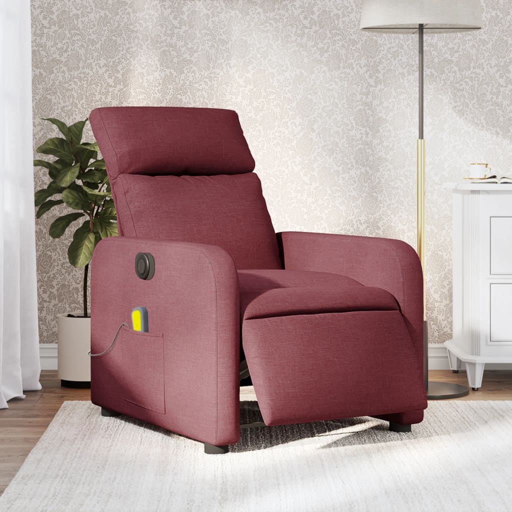 Fauteuil de massage inclinable électrique Rouge bordeaux Tissu Fauteuils vidaXL   