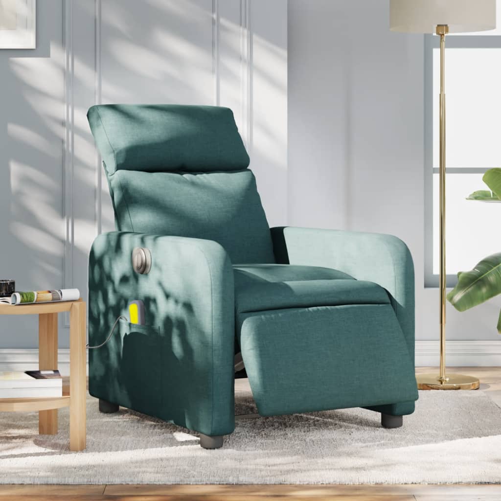 Fauteuil de massage inclinable électrique Vert foncé Tissu Fauteuils vidaXL   