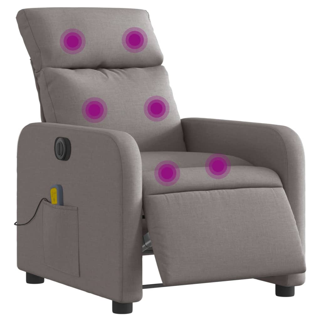 Fauteuil de massage inclinable électrique Taupe Tissu Fauteuils vidaXL   