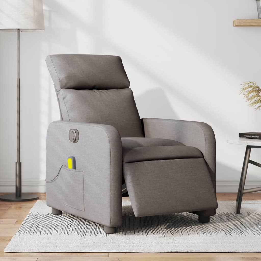 Fauteuil de massage inclinable électrique Taupe Tissu Fauteuils vidaXL   