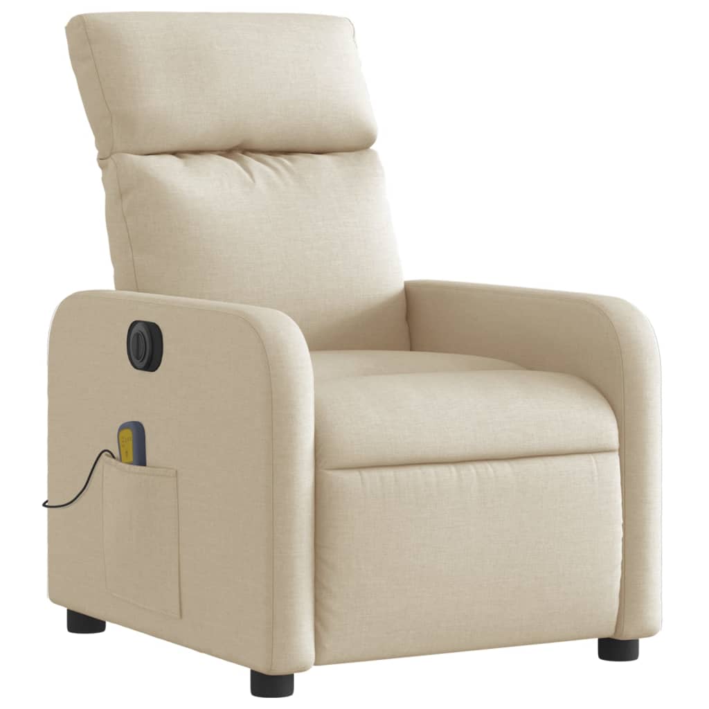 Fauteuil inclinable de massage électrique crème tissu Fauteuils vidaXL   