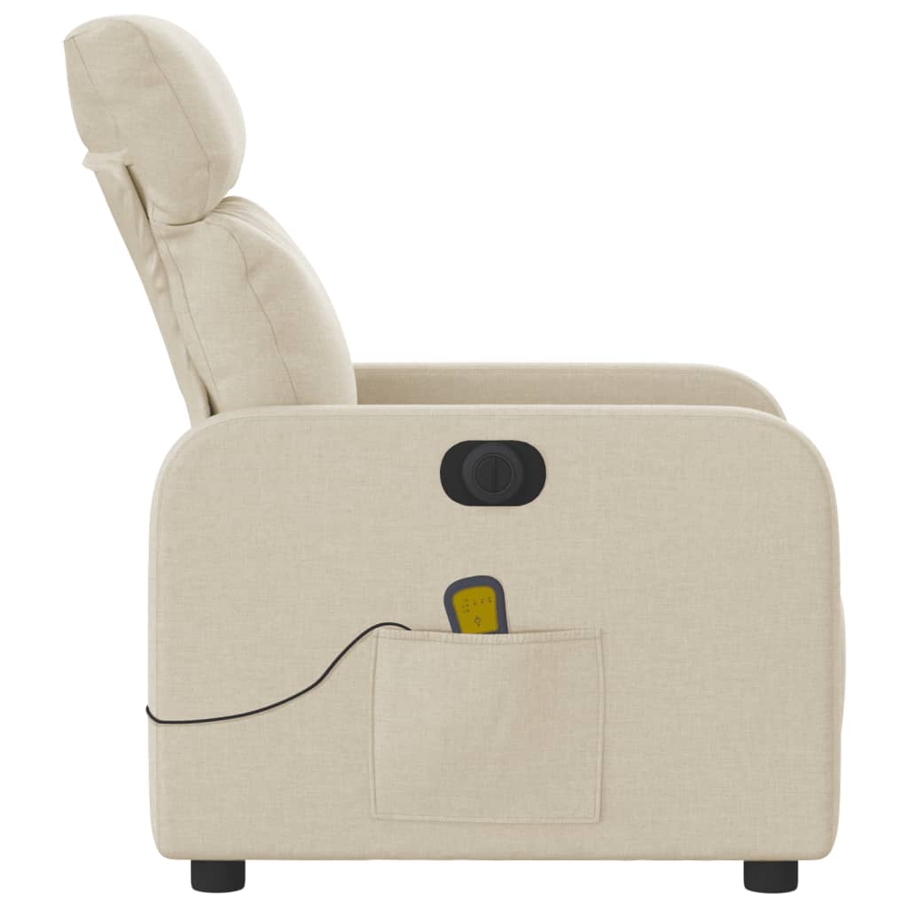 Fauteuil inclinable de massage électrique crème tissu Fauteuils vidaXL   