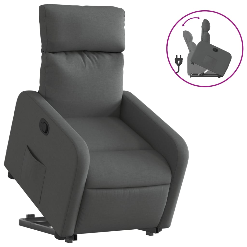 Fauteuil inclinable Gris foncé Tissu Fauteuils vidaXL   