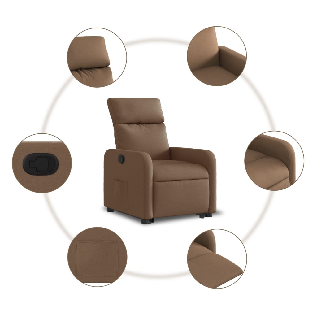 Fauteuil inclinable Marron Tissu Fauteuils vidaXL   