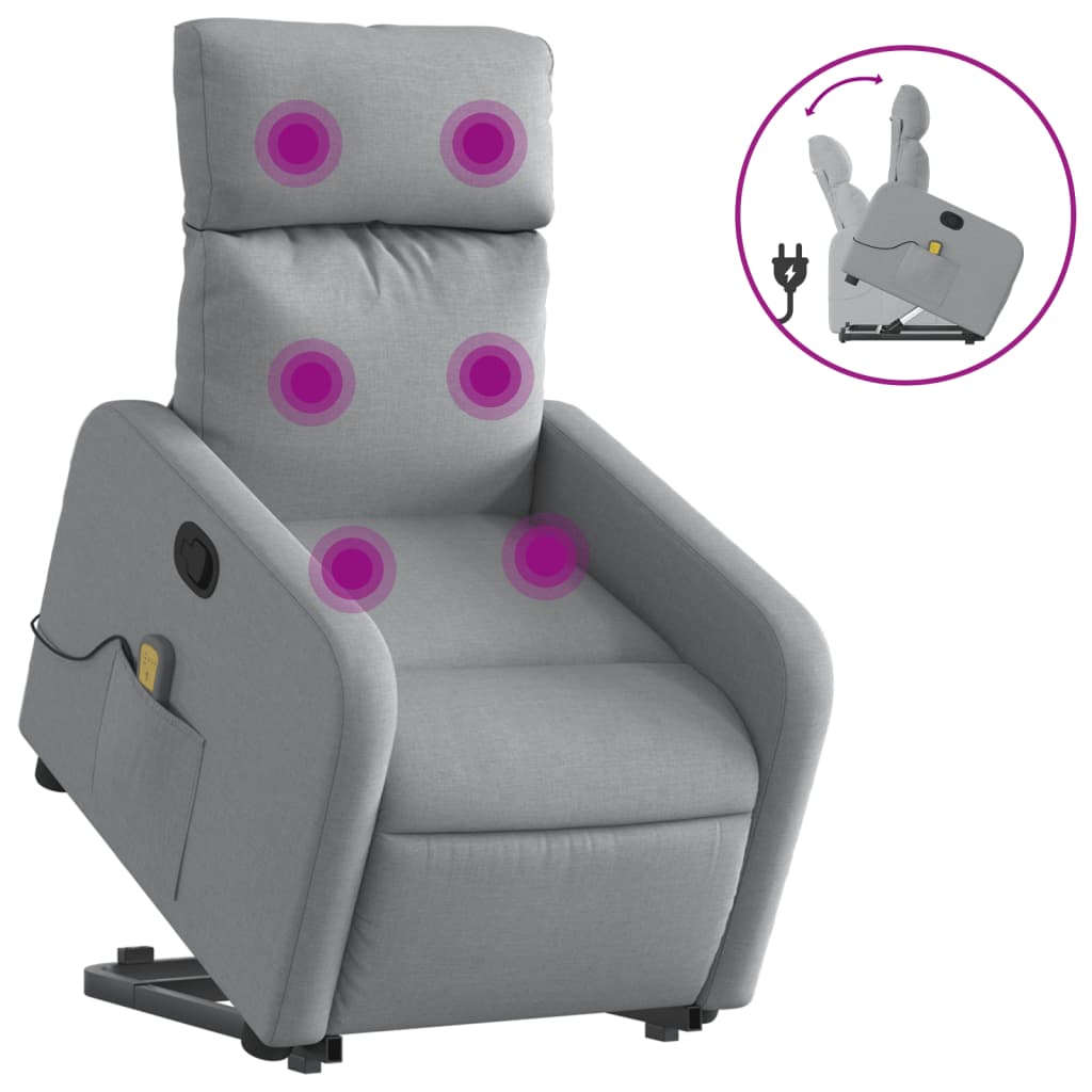 Fauteuil de massage inclinable Gris clair Tissu Fauteuils vidaXL   