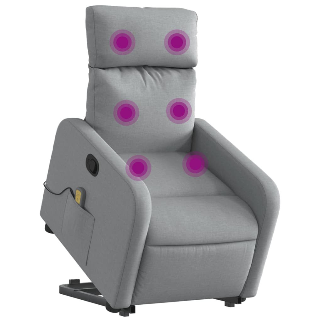 Fauteuil de massage inclinable Gris clair Tissu Fauteuils vidaXL   