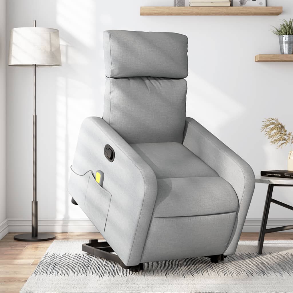 Fauteuil de massage inclinable Gris clair Tissu Fauteuils vidaXL   