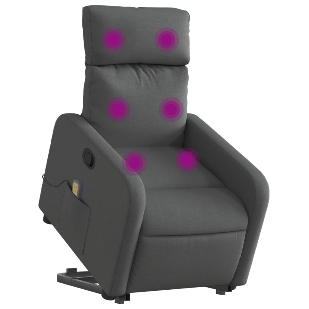 Fauteuil de massage inclinable Gris foncé Tissu Fauteuils vidaXL   